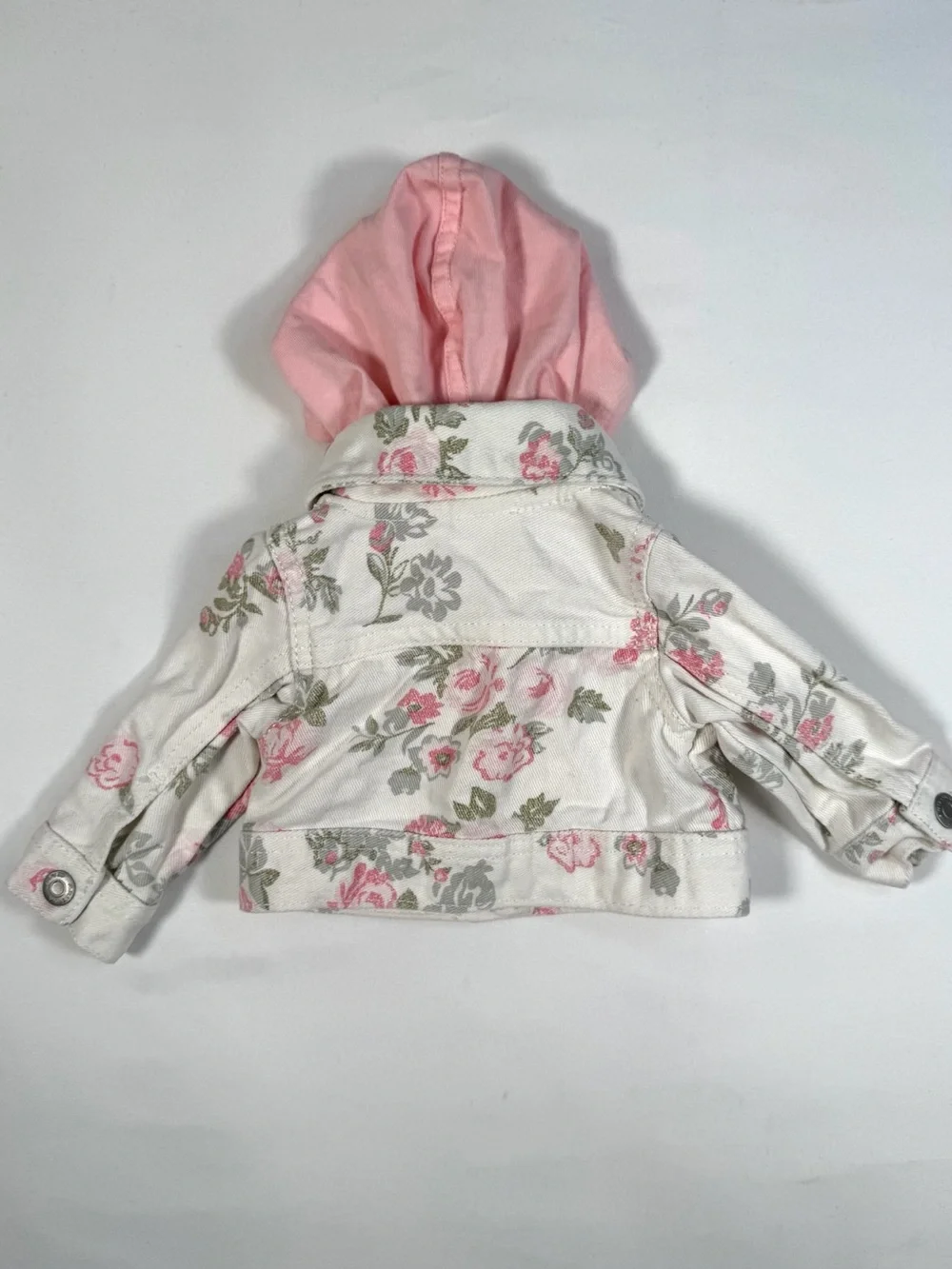 ARIZONA JEANS CO. Newborn Girls' Rose Floral Hooded White Jean Jacket Western